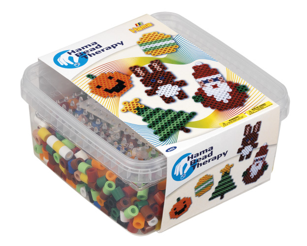 Set Maxi beads y pegboards con caja de plástico - HAMA Bead Therapy Navidad/Pascua