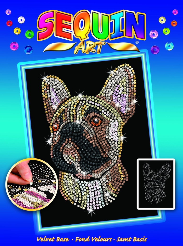 Sequin Art Azul - Bulldog Frances